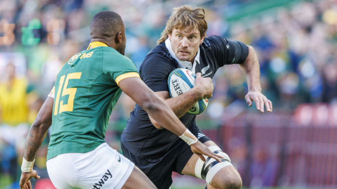 Ethan Blackadder of New Zealand in action