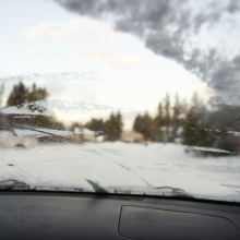 car windshield with snow