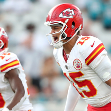 Patrick Mahomes of the Kansas City Chiefs ready for action