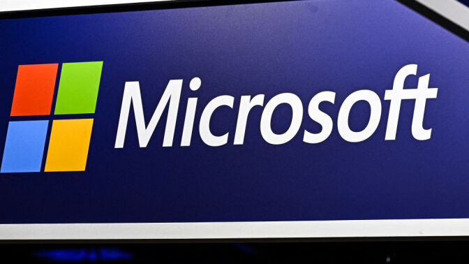 Microsoft logo on a sign