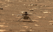 NASA's Ingenuity helicopter settled down on the Martian surface.