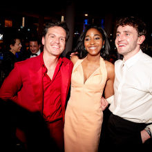 Andrew Scott, Ayo Edebiri, and Paul Mescal posing for a photo at the BAFTAs.