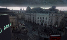 A shot of Piccadilly Circus in the UK from the show "3 Body Problem".