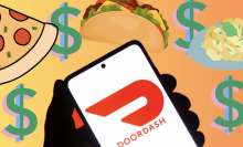 Illustration of DoorDash logo on a smartphone