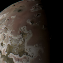 A view of Jupiter's volcanic moon Io captured in October 2023.