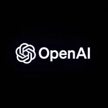 OpenAI logo in white against a black background