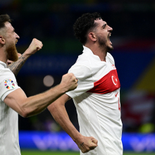 Turkey's defender Samet Akaydin celebrates