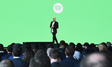 Founder and Chief Executive Officer of Spotify Daniel Ek speaks onstage during Spotify Investor Day at Spring Studios on March 15, 2018