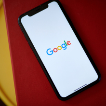 The Google logo on a smartphone