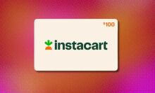 an instacart gift card on a pink-ish background