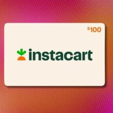 an instacart gift card on a pink-ish background