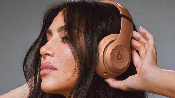 Kim kardashian wearing the beats studio pro headphones