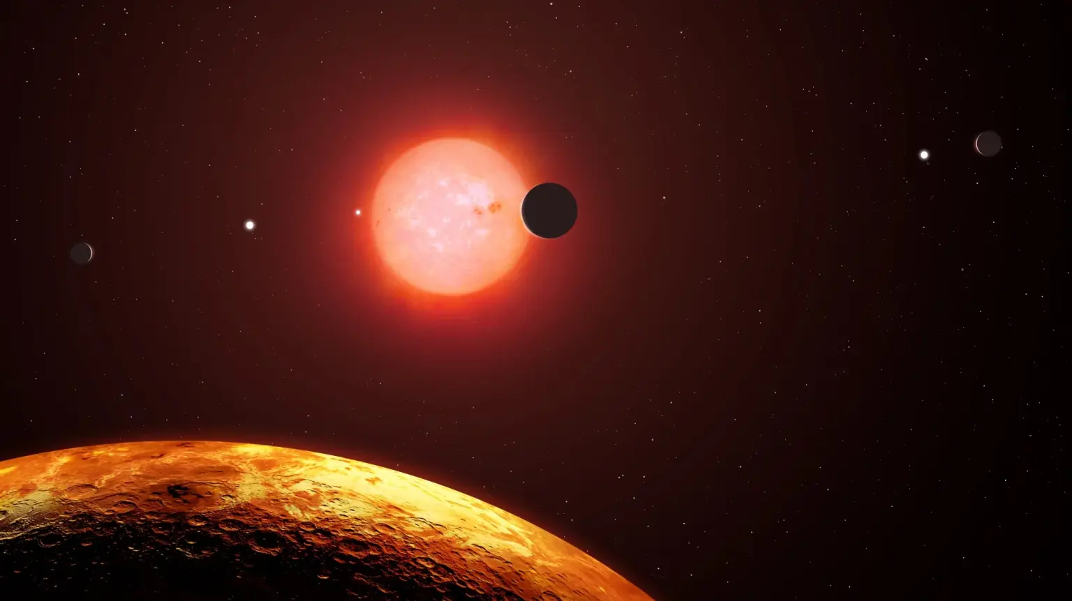 TRAPPIST-1 star system planets orbiting red dwarf star