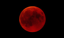 A total lunar eclipse photographed in Hechingen, Germany, in 2018.