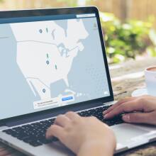 Person using VPN on laptop