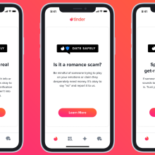 screenshots of public awareness scam tips on tinder