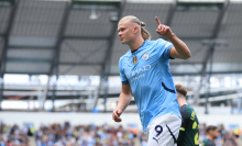 Erling Haaland of Manchester City celebrates