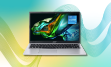 Acer Aspire 3 laptop with blue and green gradient background