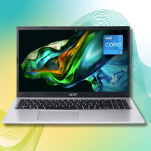 Acer Aspire 3 laptop with blue and green gradient background