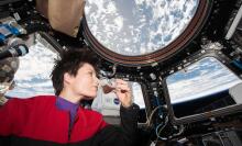 Cristoforetti sipping espresso in space