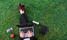 Person studying in the park