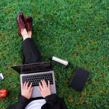 Person studying in the park