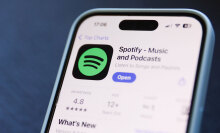 The Spotify logo is visible on a smartphone.