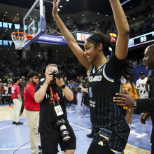 Chicago Sky forward Angel Reese celebrating