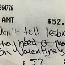 Couple dining on Valentine's Day leave fitting tip for homophobic comments
