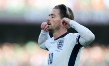 Jack Grealish of England celebrates scoring