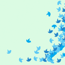 A stylize illustration of person made of many Twitter bird icons