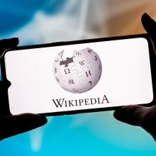 Wikipedia logo on mobile phone