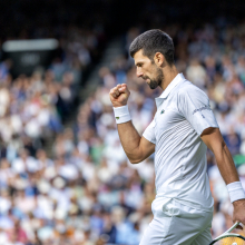 Novak Djokovic of Serbia reacts