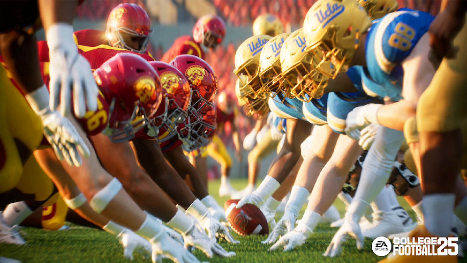 USC and UCLA at the line of scrimmage in College Football 25