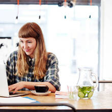 A women working on a computer