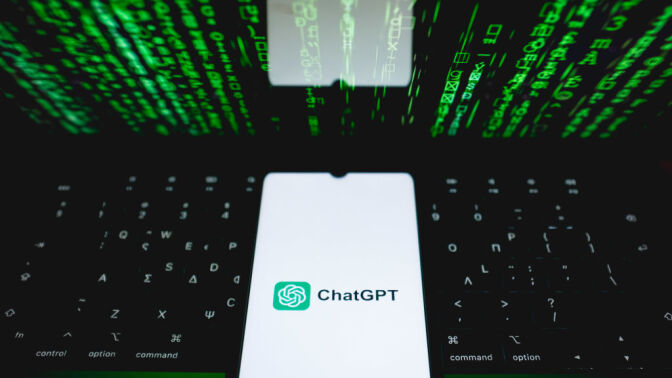 ChatGPT logo on phone screen