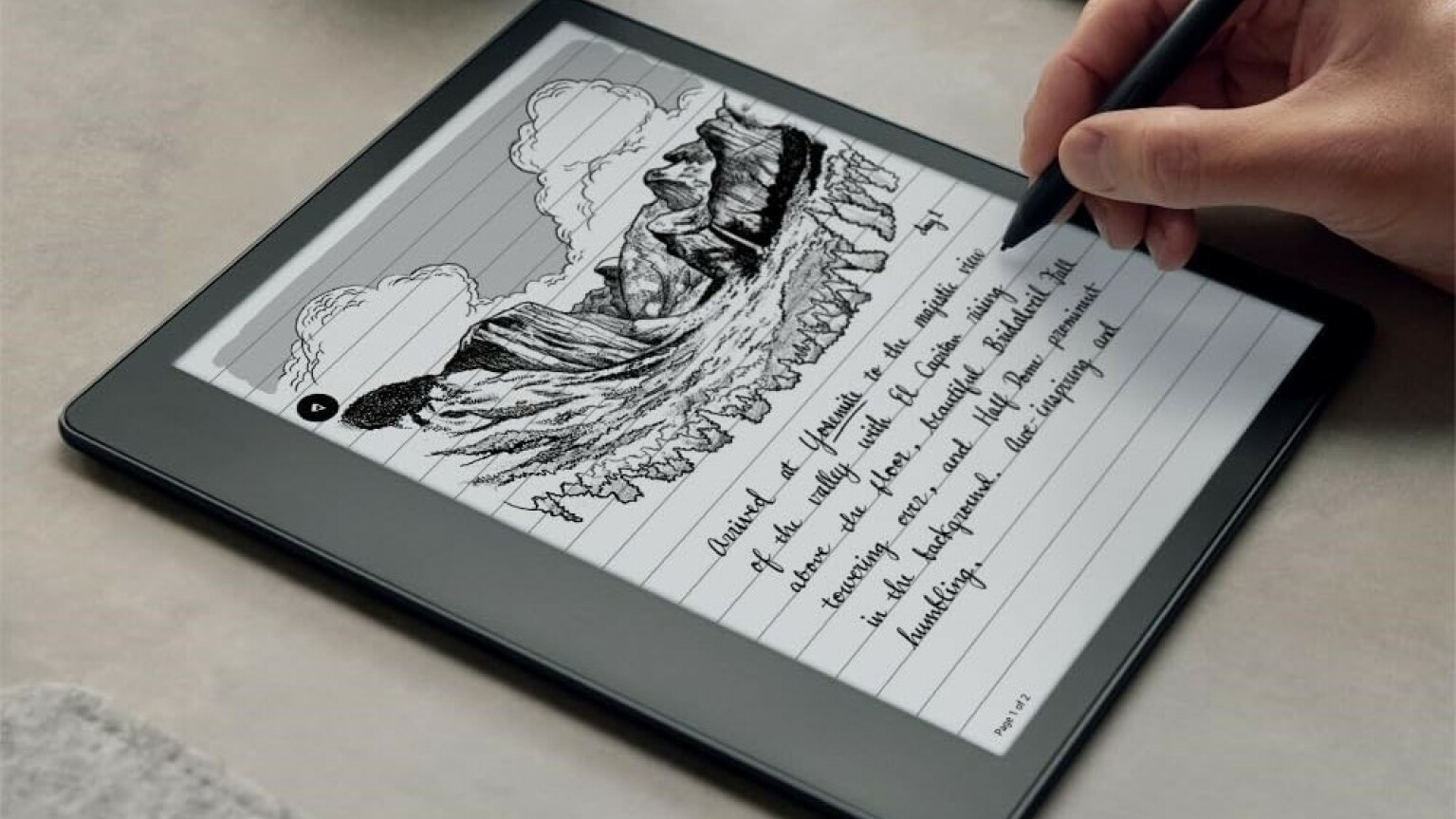 A person takes notes on the Kindle Scribe