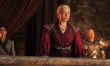 Rhaenyra Targaryen in a red gown.