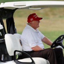 donald trump in golf cart