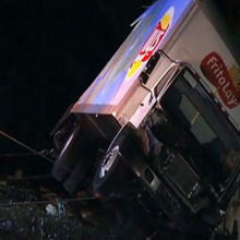 A beer truck crashed into a chip truck and made a delicious mess