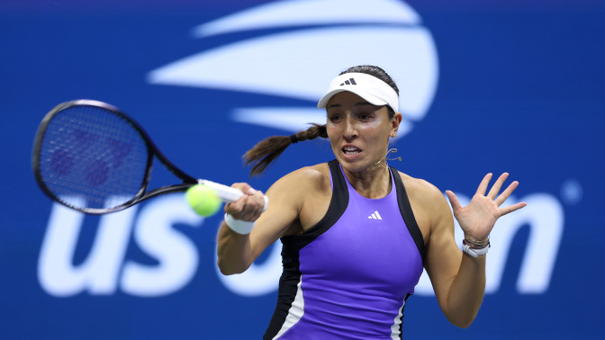 Jessica Pegula of the United States returns a shot