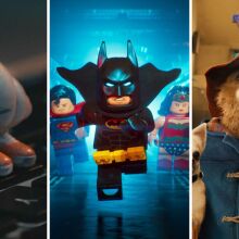 Composite of movie stills from "Marcel the Shell with Shoes On," "The LEGO Batman Movie," and "Paddington."