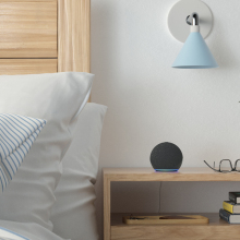 Echo Dot on bedside table