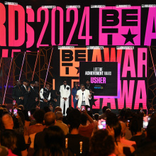 Honoree Usher accepts the Lifetime Achievement Award onstage during the 2024 BET Awards at Peacock Theater on June 30, 2024 in Los Angeles, California. 