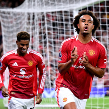 Joshua Zirkzee of Manchester United celebrates