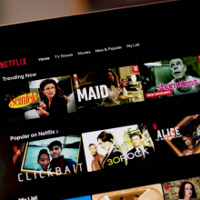 The Netflix Inc. website home screen on a laptop computer.