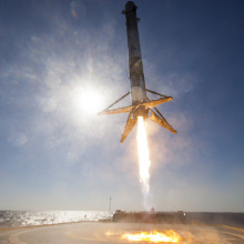 Baller photos from SpaceX show rocket landing on a drone ship