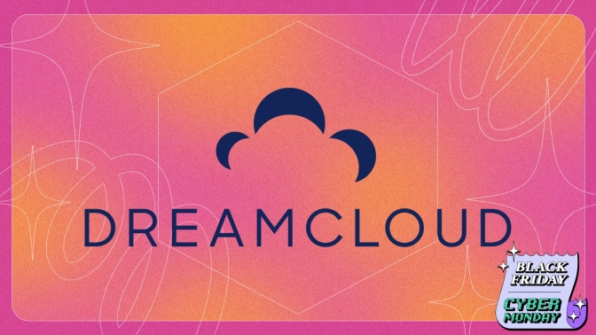 DreamCloud logo on Mashable Black Friday background