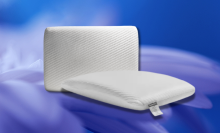 tempur-pedic memory foam pillows with purple background