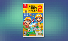 Super Mario Maker 2 on mosaic background